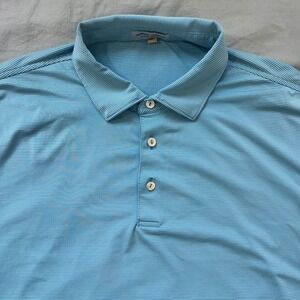 PETER MILLAR Summer Comfort Polo Mens Size Large Blue Stripe Short Sleeve Shirt